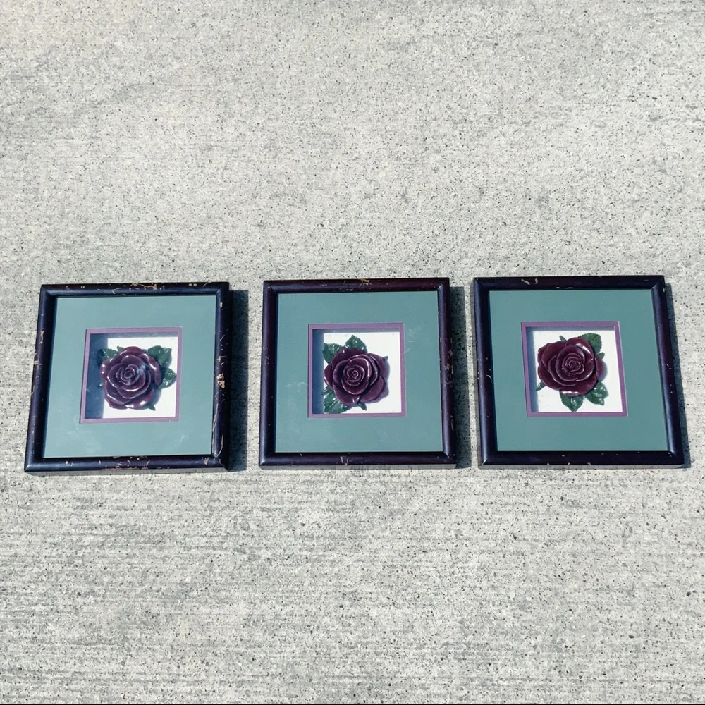 Vintage Bright Star Designs porcelain rose shadow boxes floral rustic
